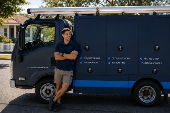 Licensed Baulkham Hills plumber at the van